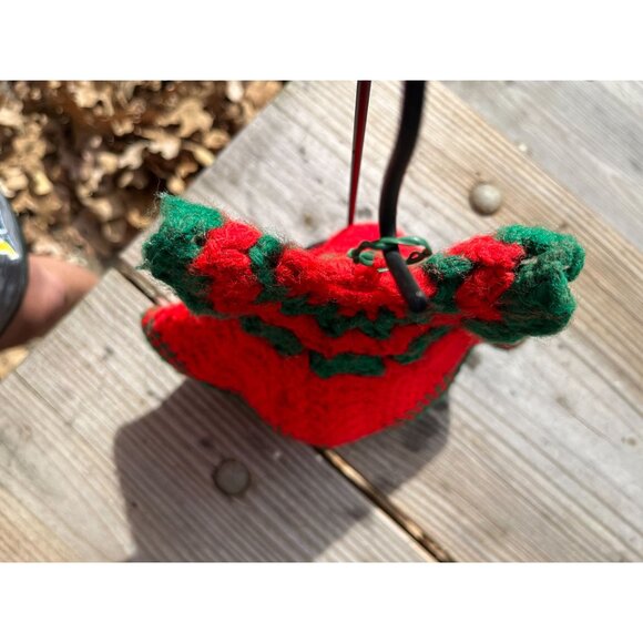 Vintage Handmade Crochet Christmas Dress Decor/Hot Pad/dish soap dress Red & Gre - Picture 5 of 10